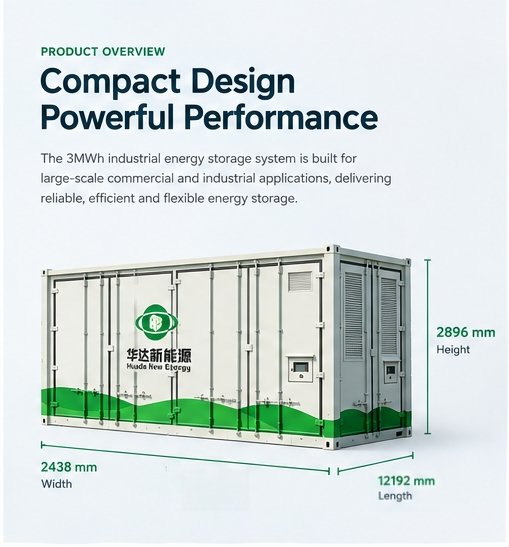 H098 3MWh BESS container external dimensions 12192 x 2438 x 2896 mm