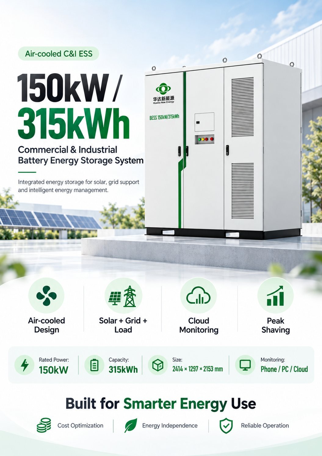 H098 150kW/315kWh air-cooled commercial and industrial battery energy storage system