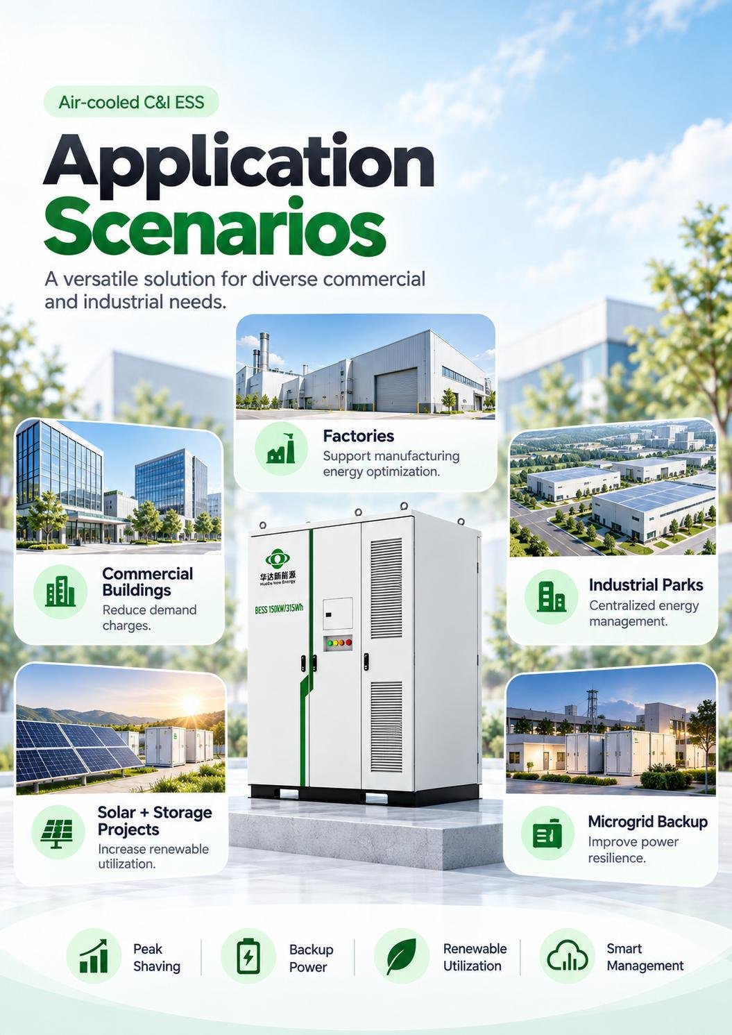 H098 315kWh battery energy storage system a versatile solution for diverse commercial and industrial needs