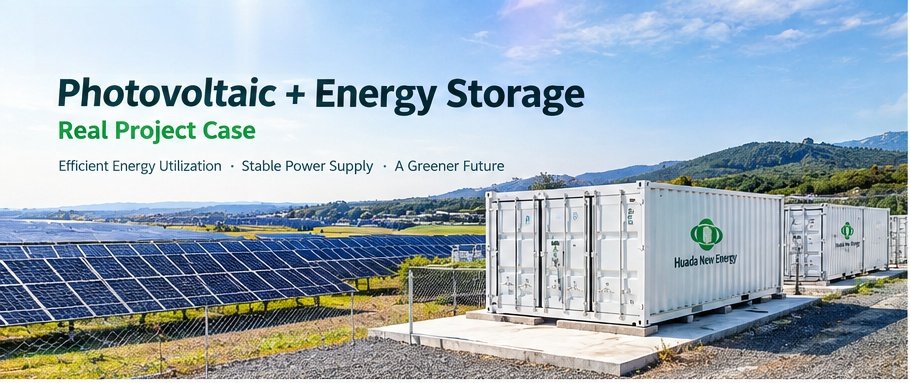 Rzeczywisty przypadek projektu fotowoltaika plus magazynowanie energii z kontenerami Huada New Energy obok naziemnej elektrowni słonecznej