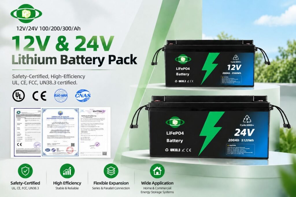 Certificazioni dei pacchi batteria al litio da 12V e 24V con approvazione CE di Huada New Energy